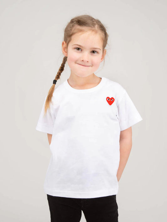 T-shirt bambino bianca cuore rosso