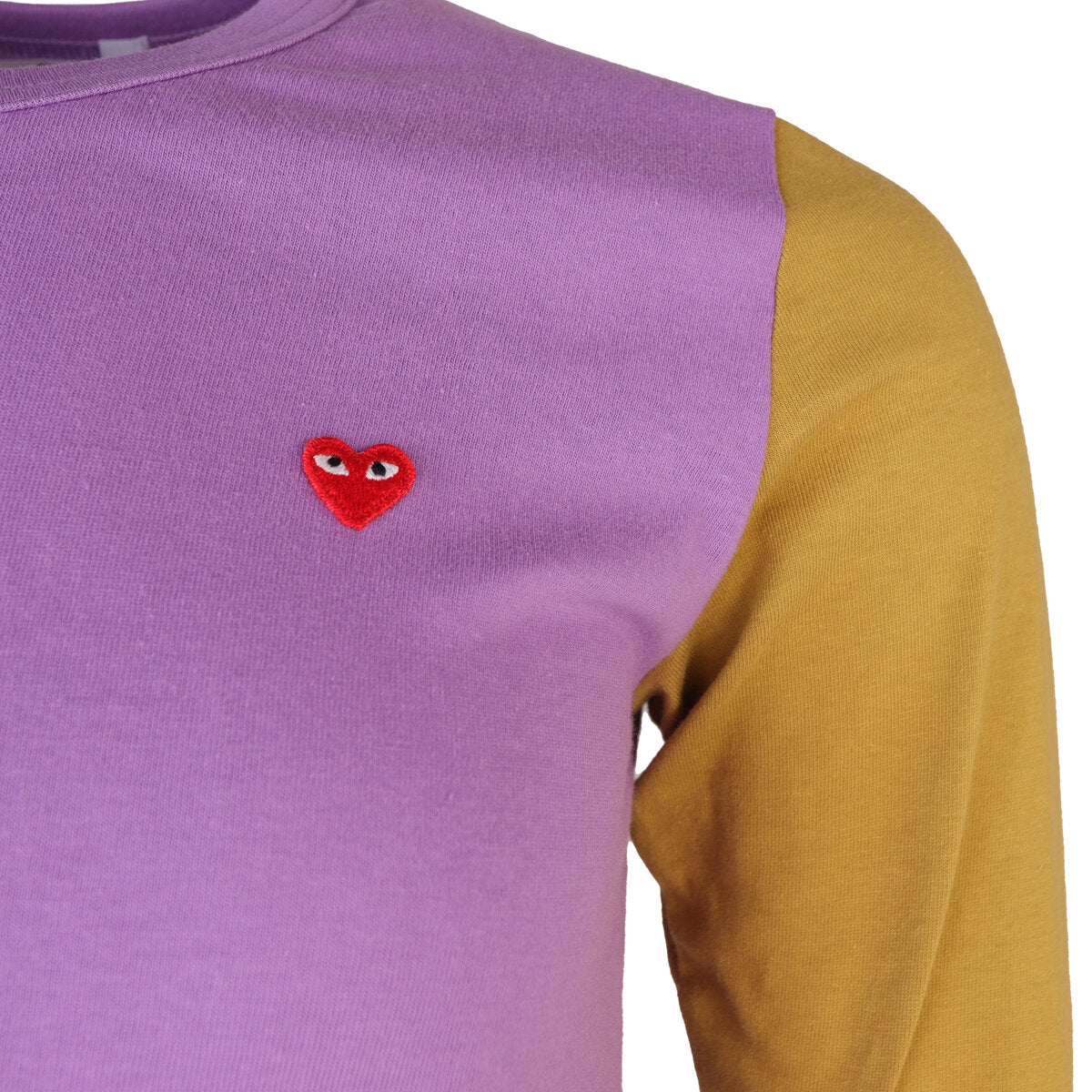 Colour block long sleeve t_shirt in Purple/Olive