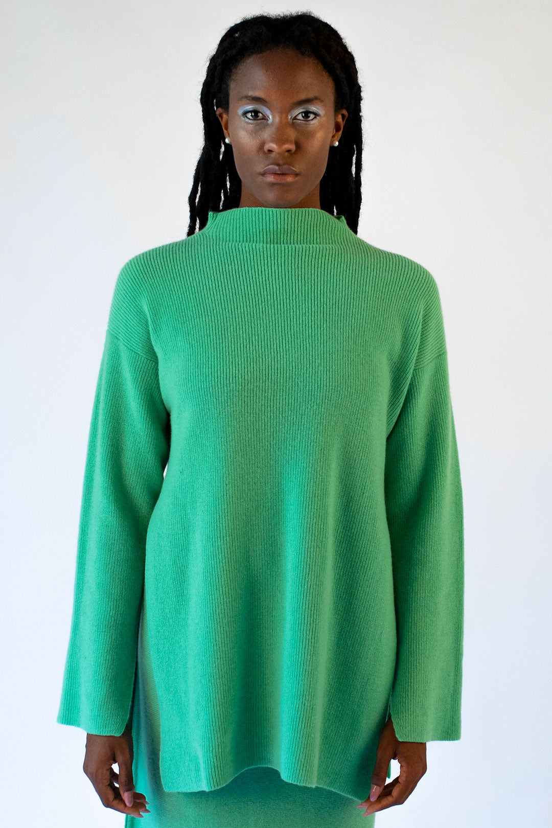 Maglia con scollo a cratere verde Manuela