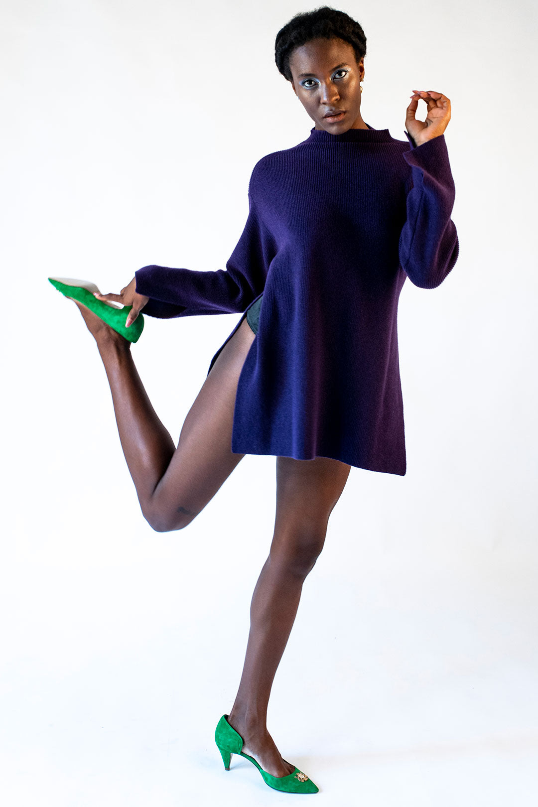 Manuela purple crater neck sweater