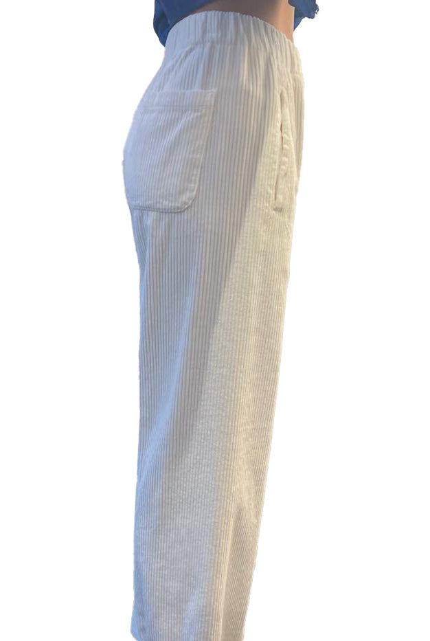 Pencil pantalone a coste avorio