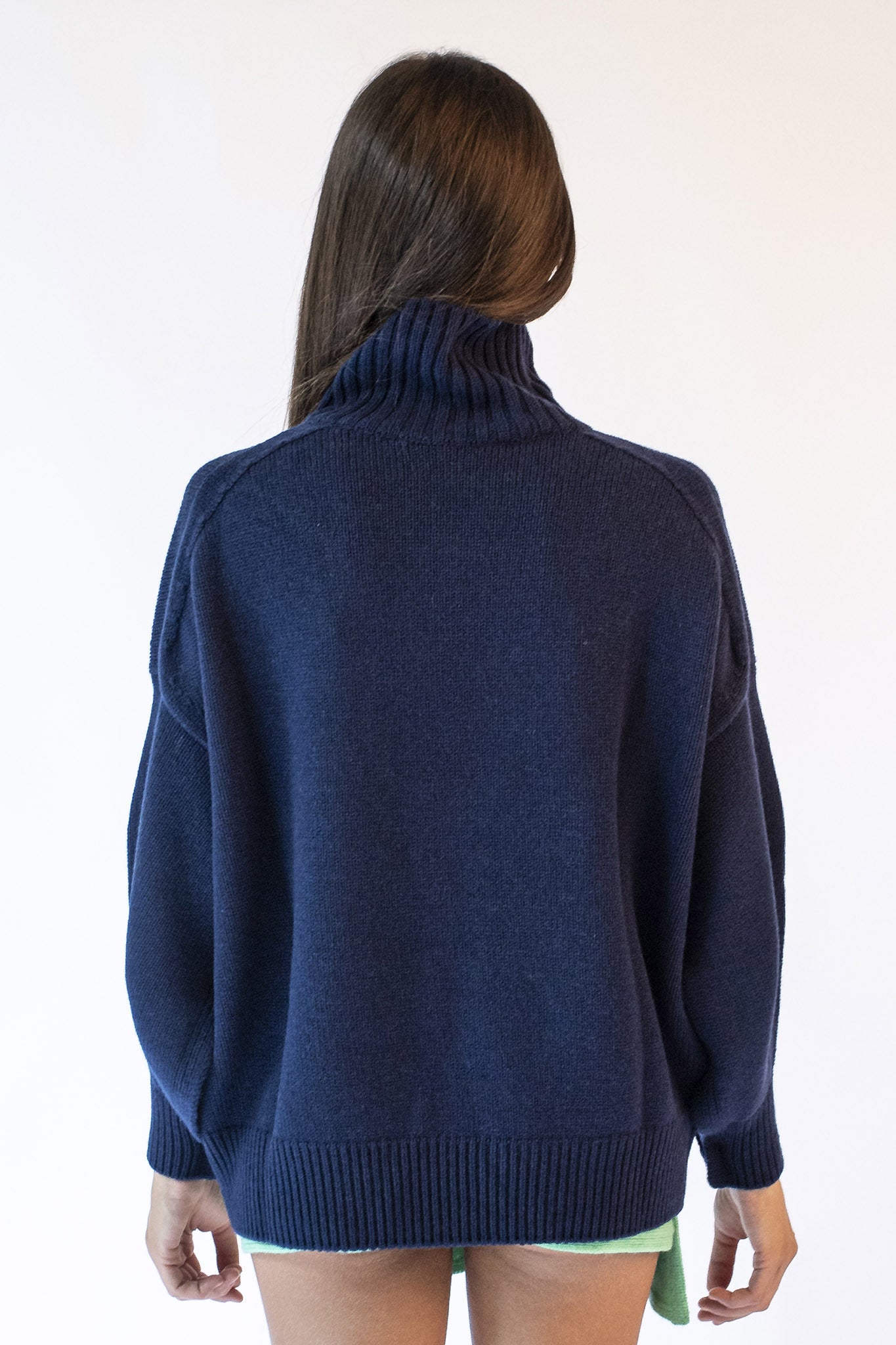 Blue turtleneck sweater with jewel buttons Chiara