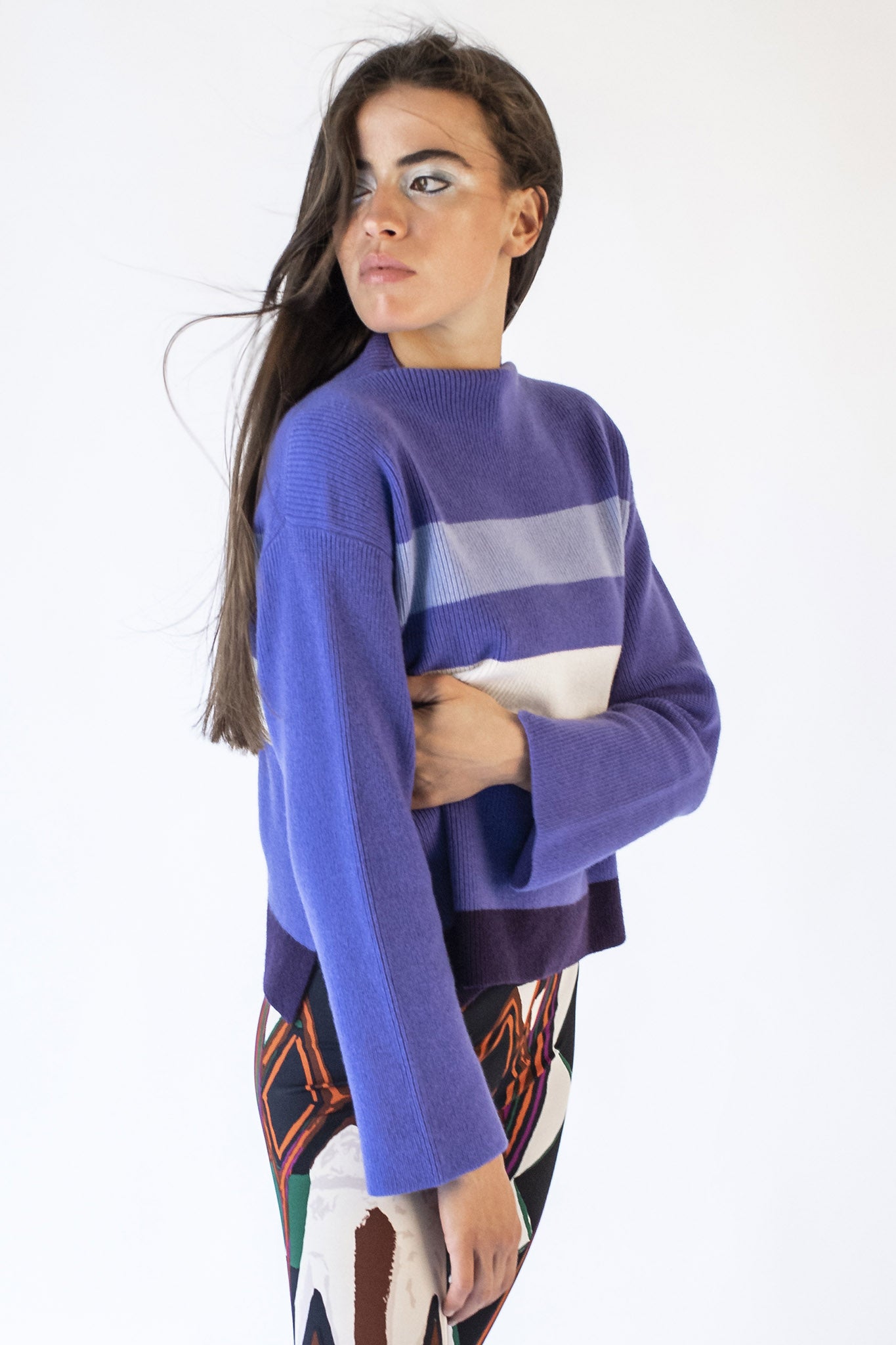 Virginia crater neckline striped sweater