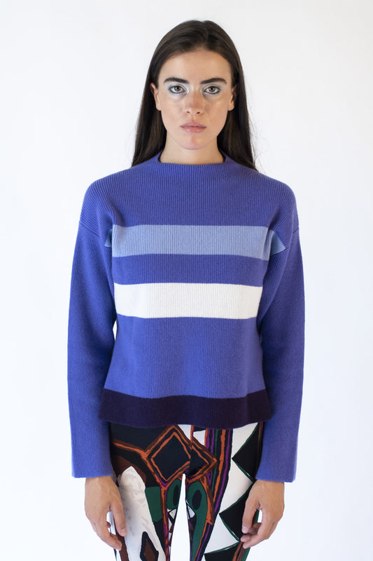 Virginia crater neckline striped sweater