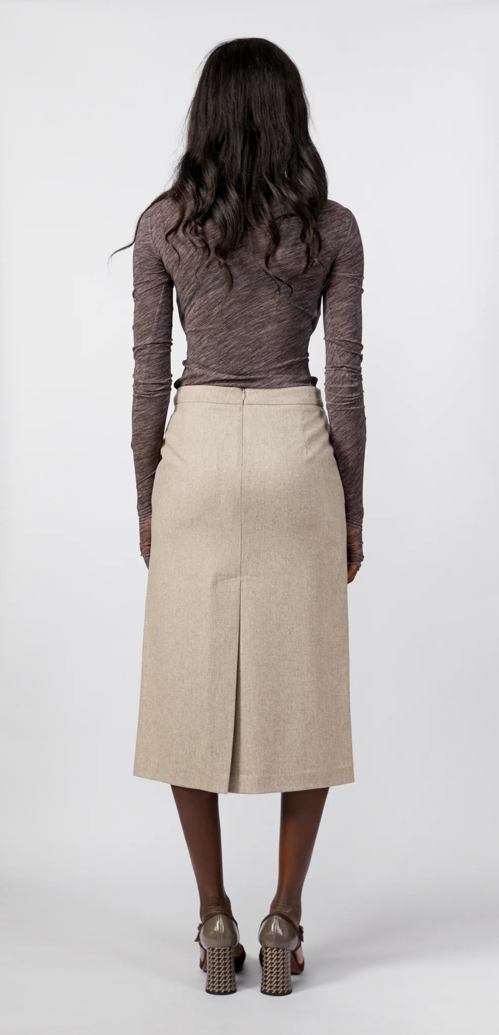 Beige Elizabeth longuette skirt