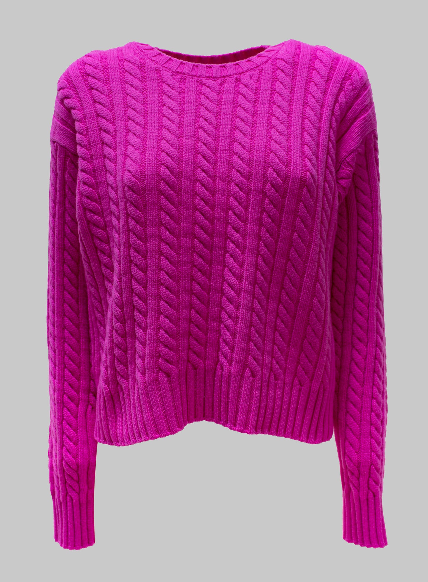 Maglia girocollo trecce fucsia