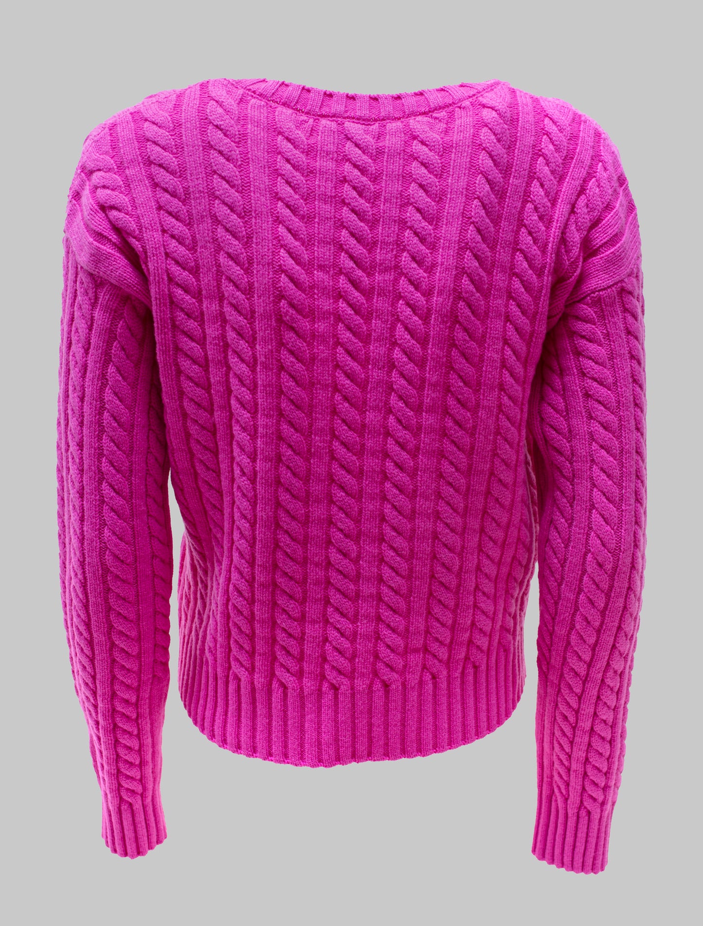 Maglia girocollo trecce fucsia