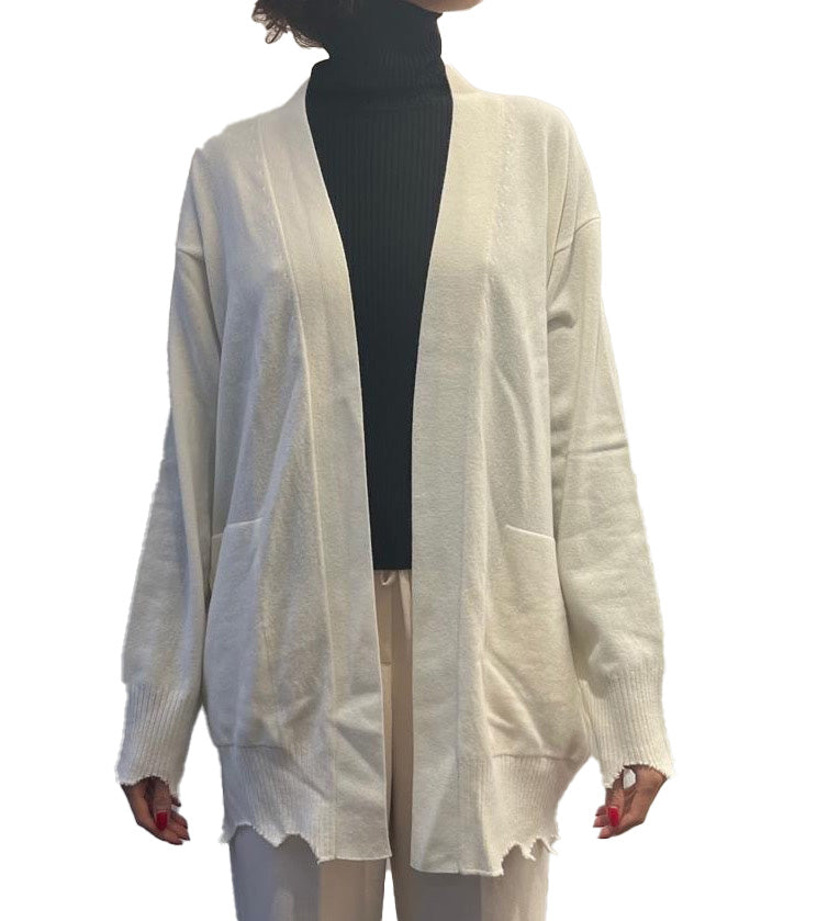 Cardigan bianco sfrangiato