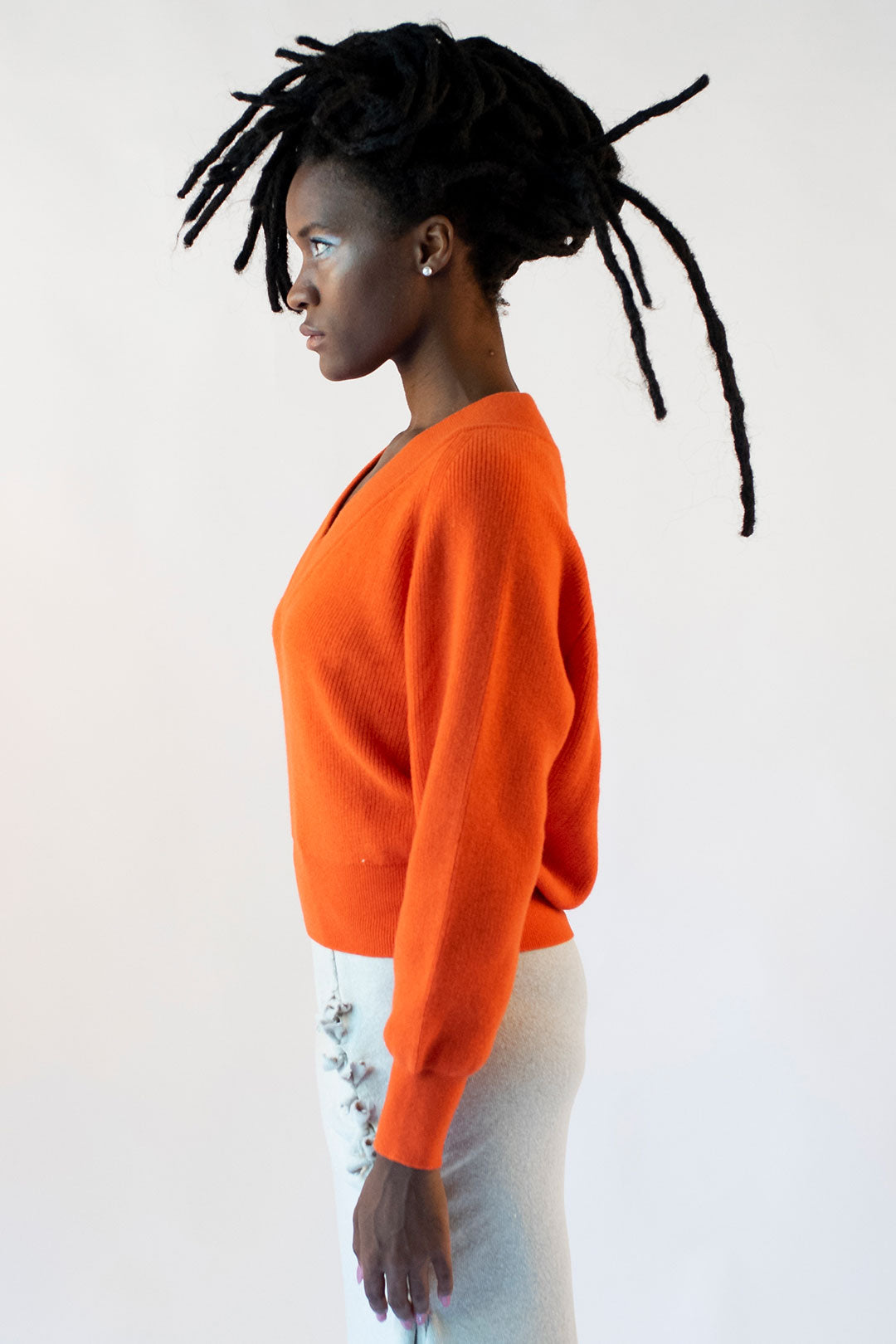 Francesca orange V-neck sweater