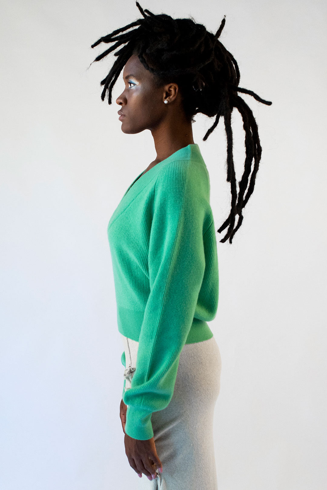 Francesca green V-neck sweater