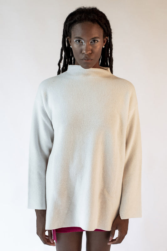 Manuela white crater neck sweater