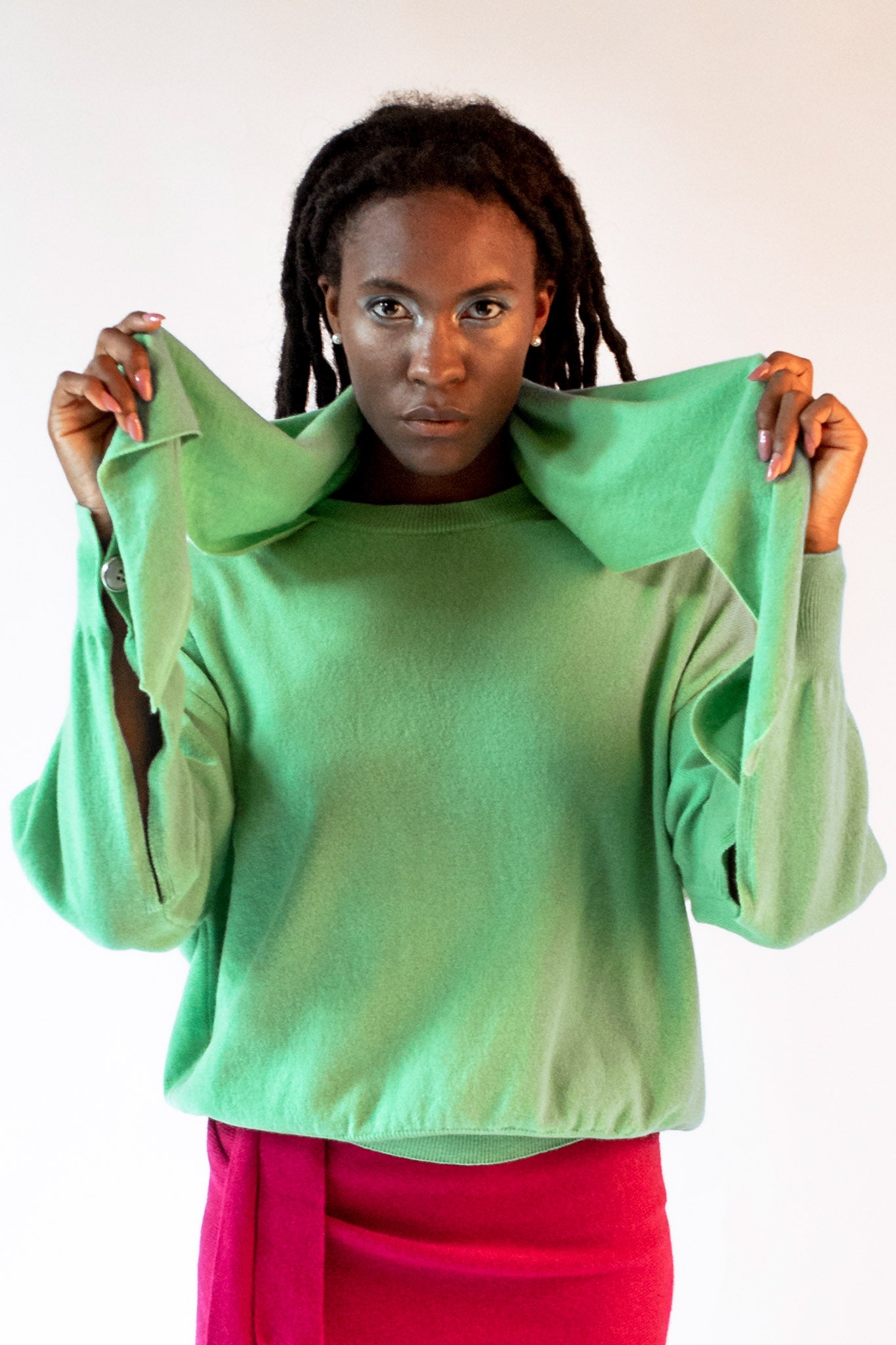 Maglia con collo a sciarpa verde Lorenza