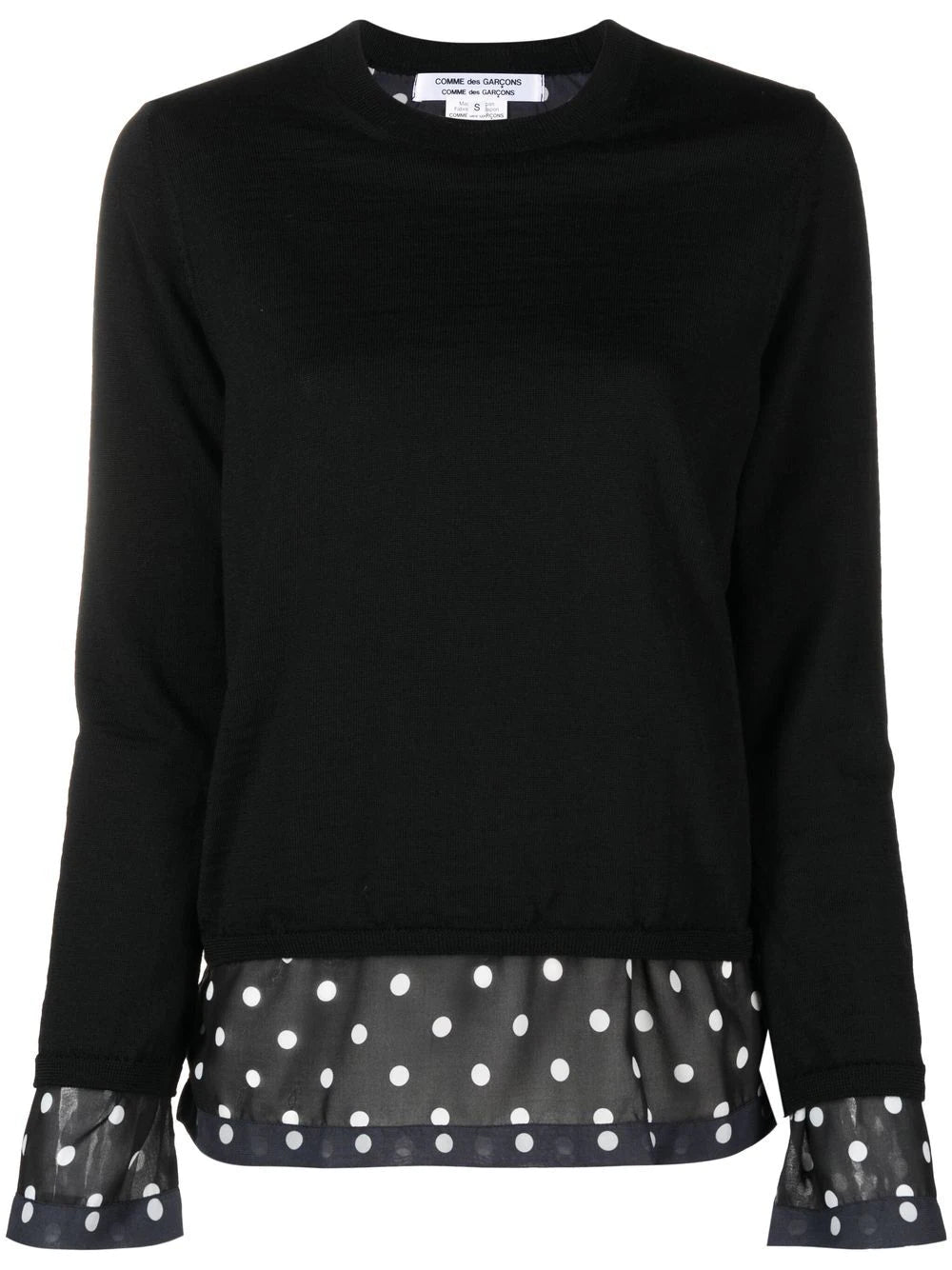 Black polka dot-print wool sweater