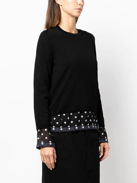 Black polka dot-print wool sweater