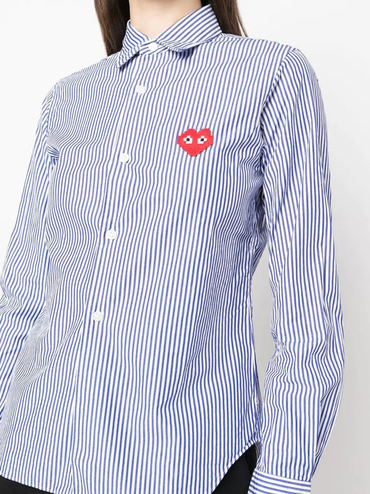 Camicia rigata con logo a forma di cuore Invader