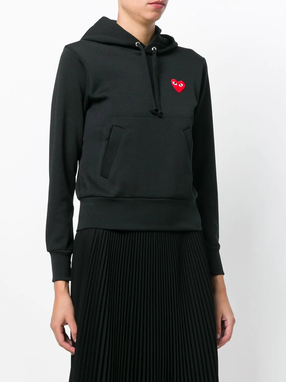 Heart-patch black hoodie