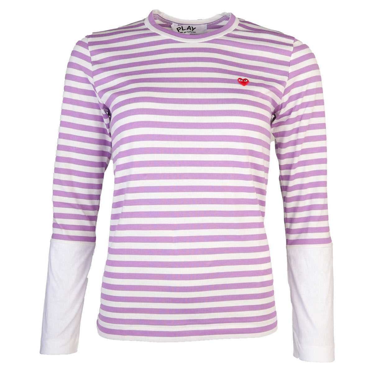 Striped Long Block Sleeve T-Shirt in Purple/White